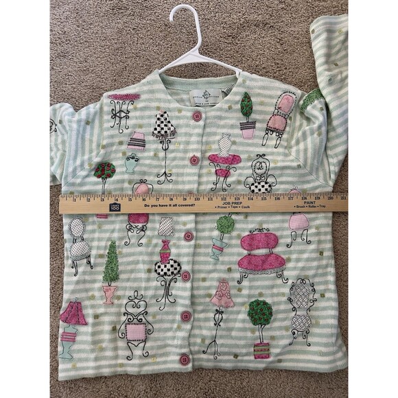 Vintage Design Options Rare Unique Funky Embroidered Chair & Lamp Sequins Size M - Picture 6 of 12